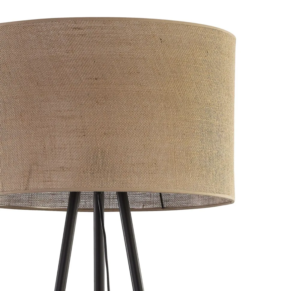 Dreibein Stehlampe Jute Metall 159 cm Braun Schwarz Boho