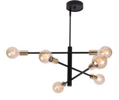 E27 Pendelleuchte Gold Schwarz B:69 cm Mehrflammig