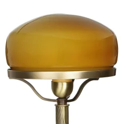 Echte Messing Tischleuchte Orange Glas Schirm