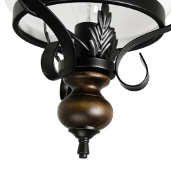 Echt-Holz Hängelampe Glas Metall Landhausstil E27