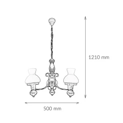 Echt-Holz Kronleuchter Metall Glas 3-flmg Landhaus