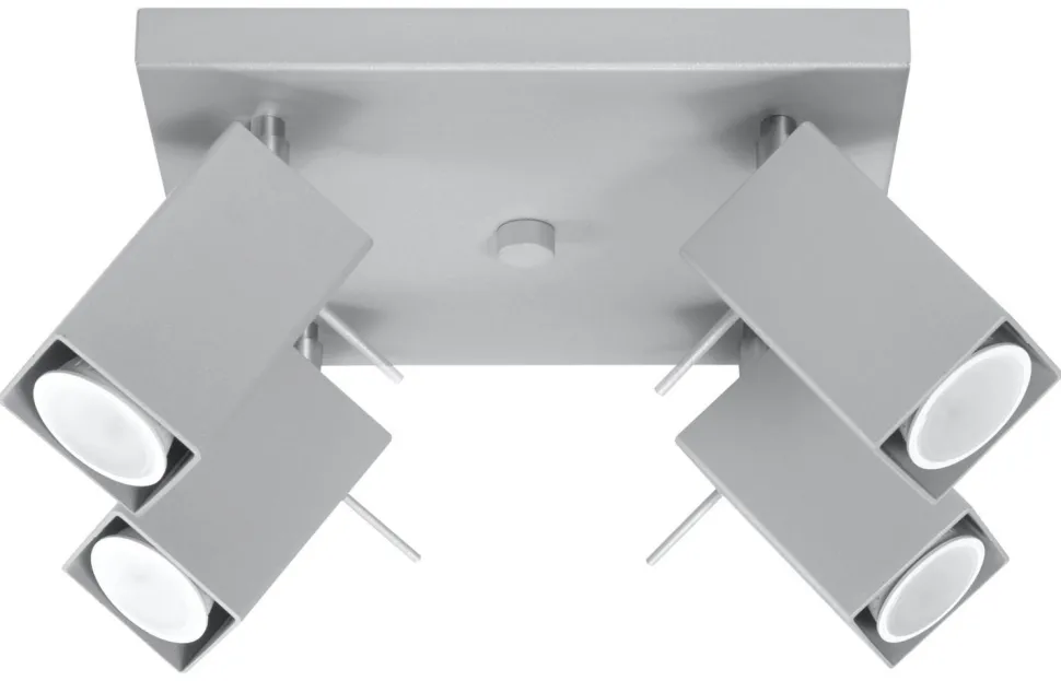 Eckiger Deckenstrahler Grau Metall vielseitig FALERIA