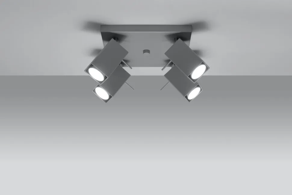 Eckiger Deckenstrahler Grau Metall vielseitig FALERIA