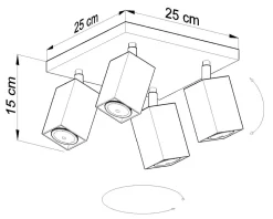 Eckiger Deckenstrahler Grau Metall vielseitig FALERIA