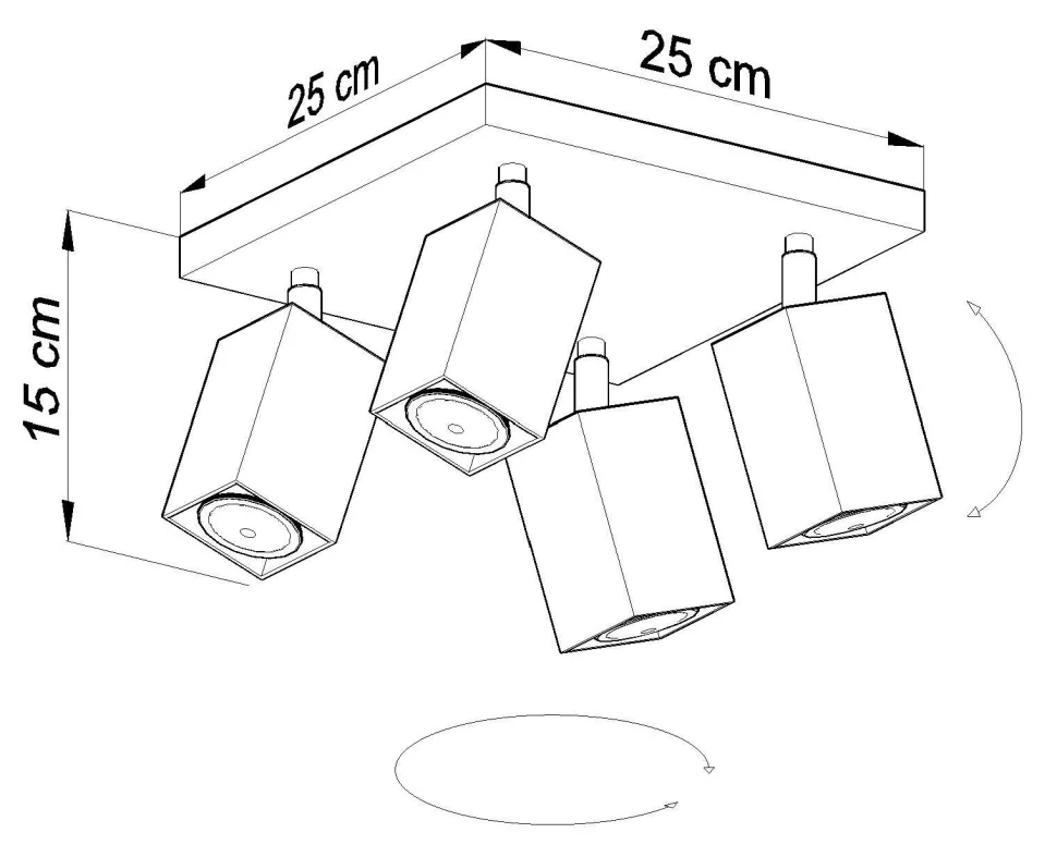 Eckiger Deckenstrahler Grau Metall vielseitig FALERIA