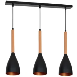 Edle Pendellampe Metall Holz 3xE27 höhenverstellbar