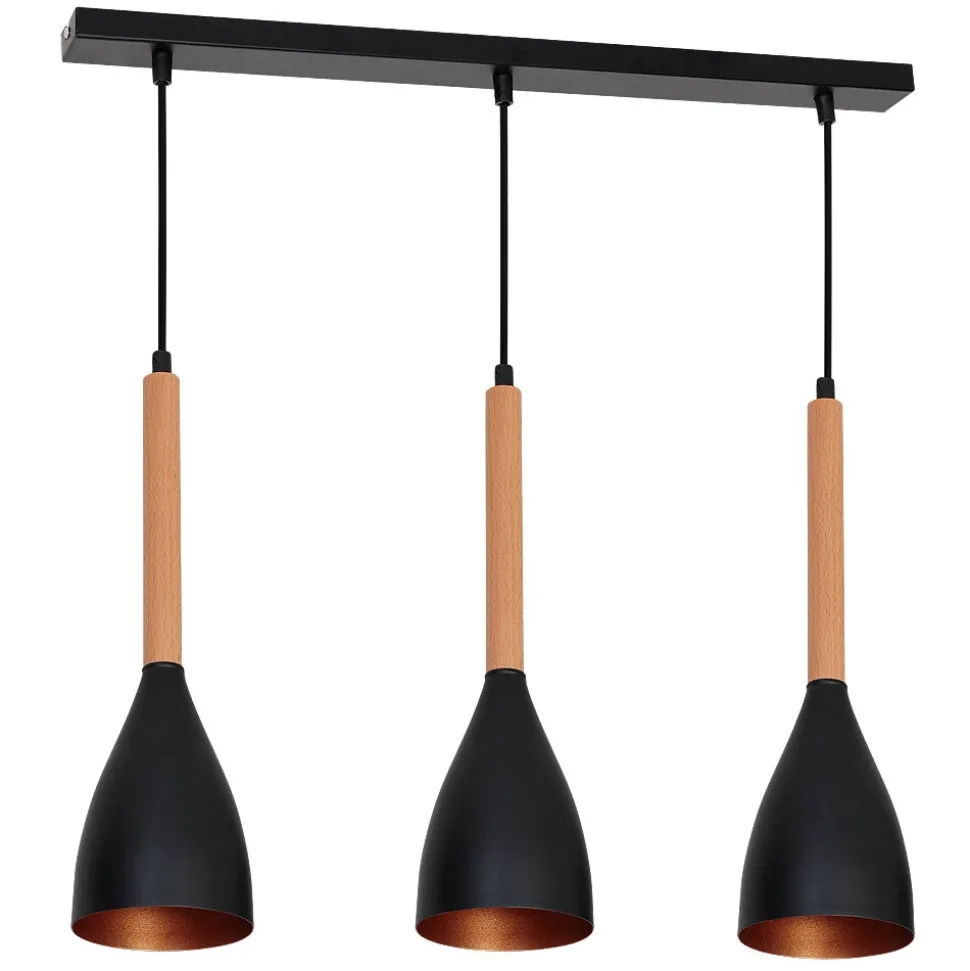 Edle Pendellampe Metall Holz 3xE27 höhenverstellbar