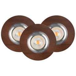 Einbauspot 3-er Set Holz mit LED GU10 verstellbar