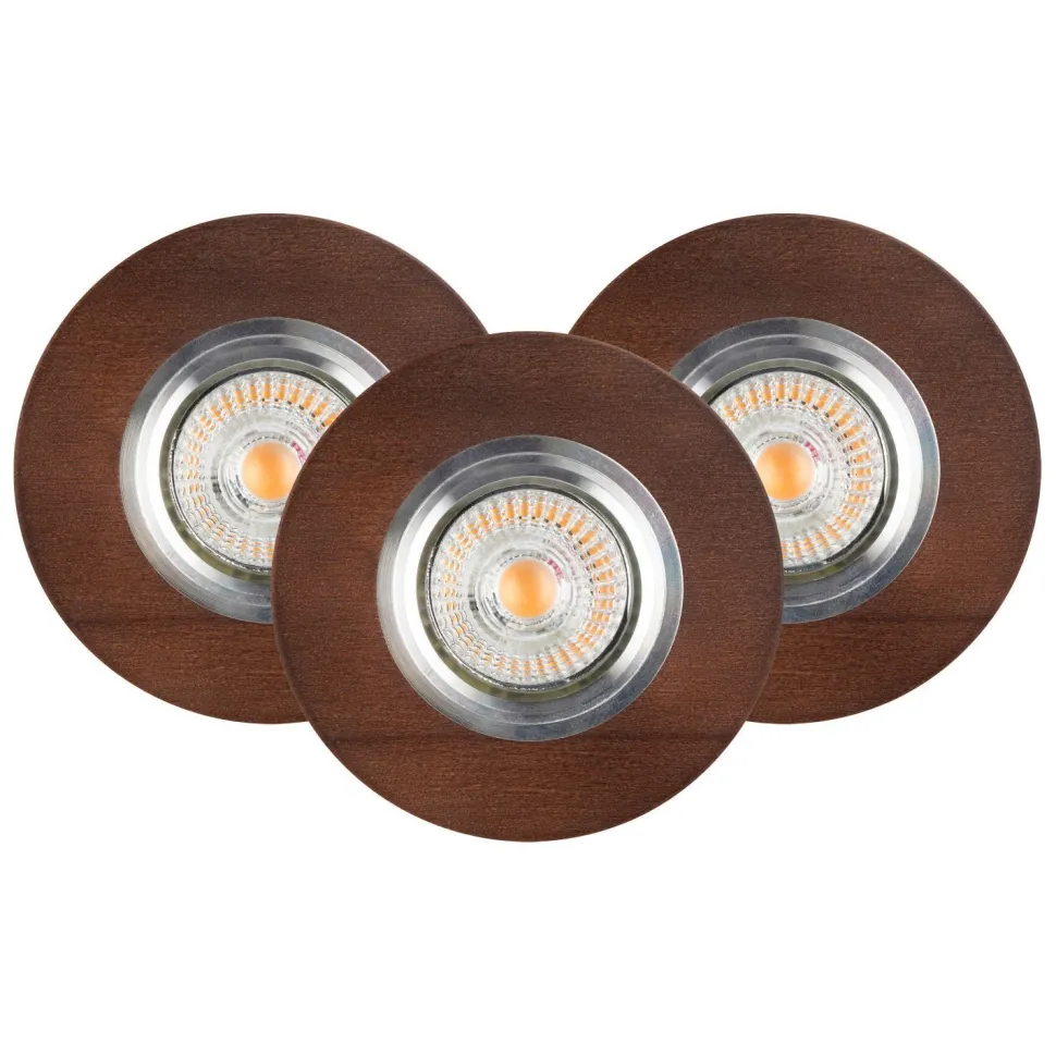 Einbauspot 3-er Set Holz mit LED GU10 verstellbar