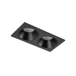 Einbauspot Schwarz IP65 Metall Glas GU10 2-flammig