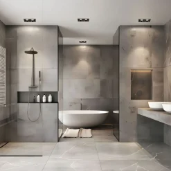 Einbauspot Schwarz IP65 Metall Glas GU10 2-flammig