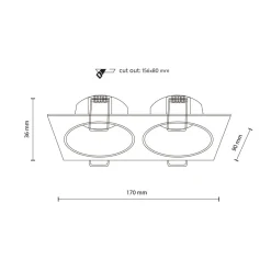Einbauspot Schwarz IP65 Metall Glas GU10 2-flammig