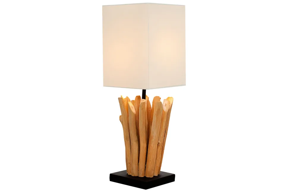 Eindrucksvolle Tischlampe Modern echtes Holz 45cm