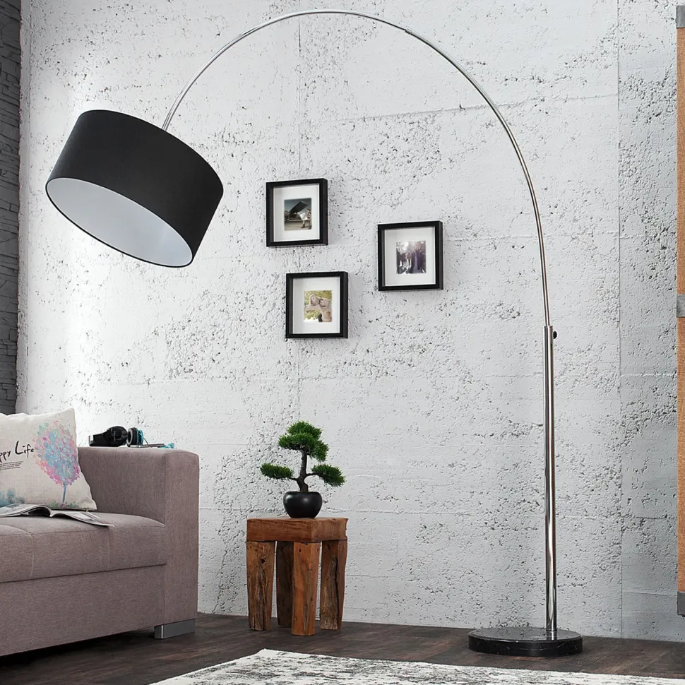 Elegant Standlampe Retro Chrom Schwarz 180cm