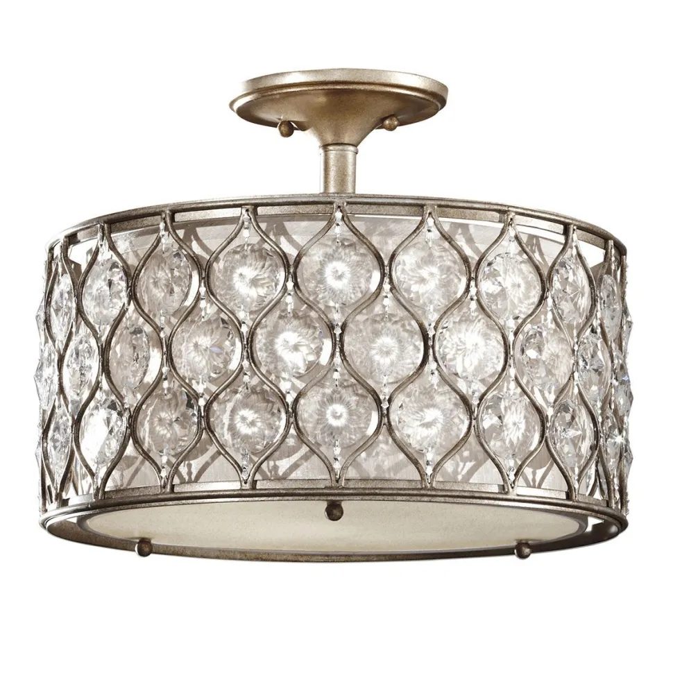 Elegante Deckenleuchte SAPPHIRA Kristall rund Wohnzimmer