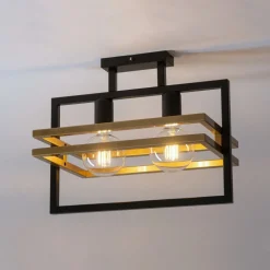 Elegante Deckenleuchte Schwarz Gold E27 40,5 cm lang