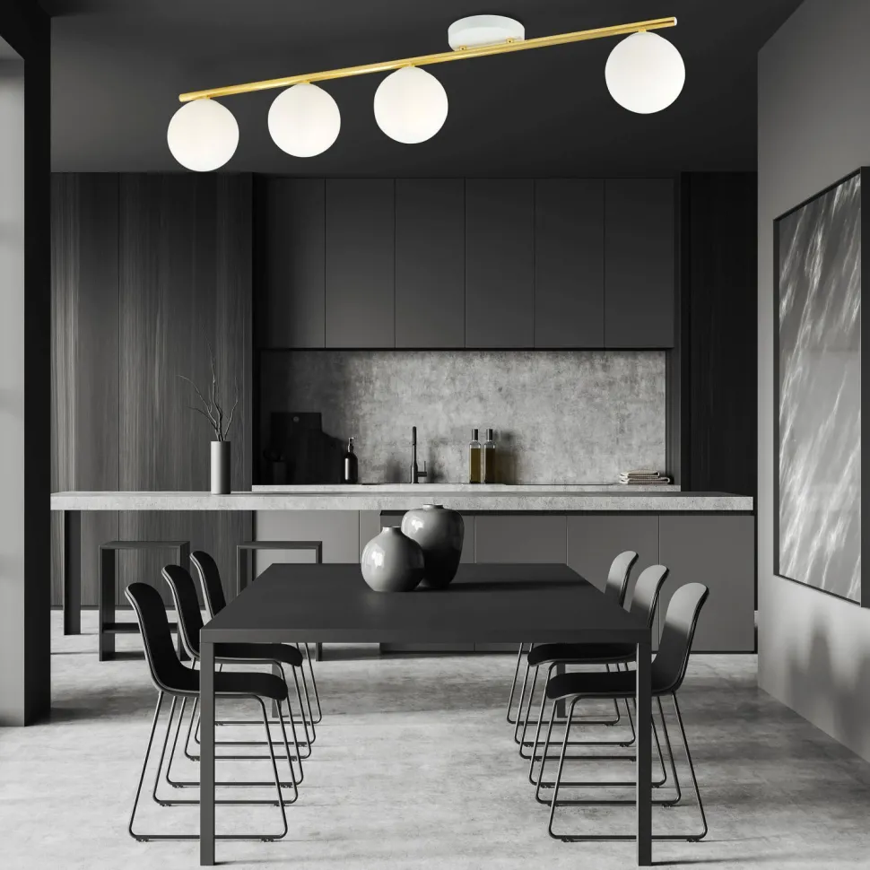 Elegante Deckenleuchte Weiß Gold 100 cm lang BEPPE