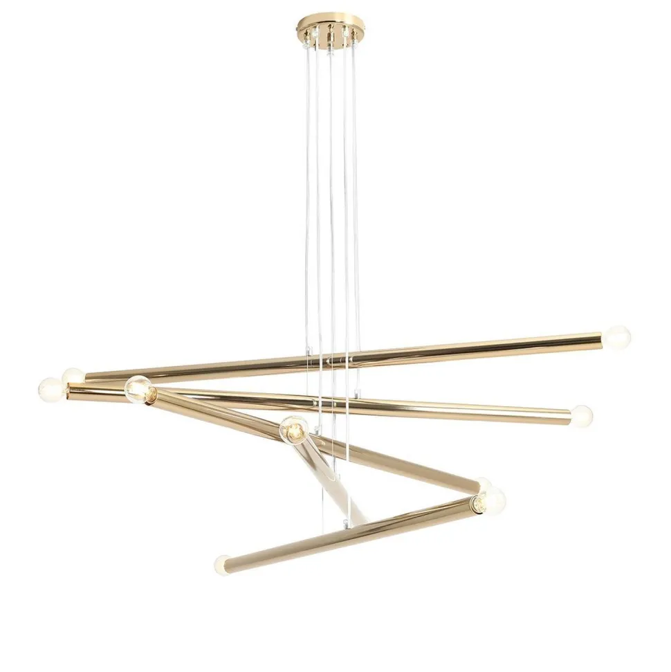 Elegante Hängelampe Metall in Gold E14 100 cm lang