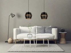 Elegante Hängelampe Metall Schwarz Gold E27 Ø20 cm