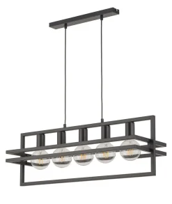 Elegante Hängelampe Schwarz Metall E27 groß bis 0,8m