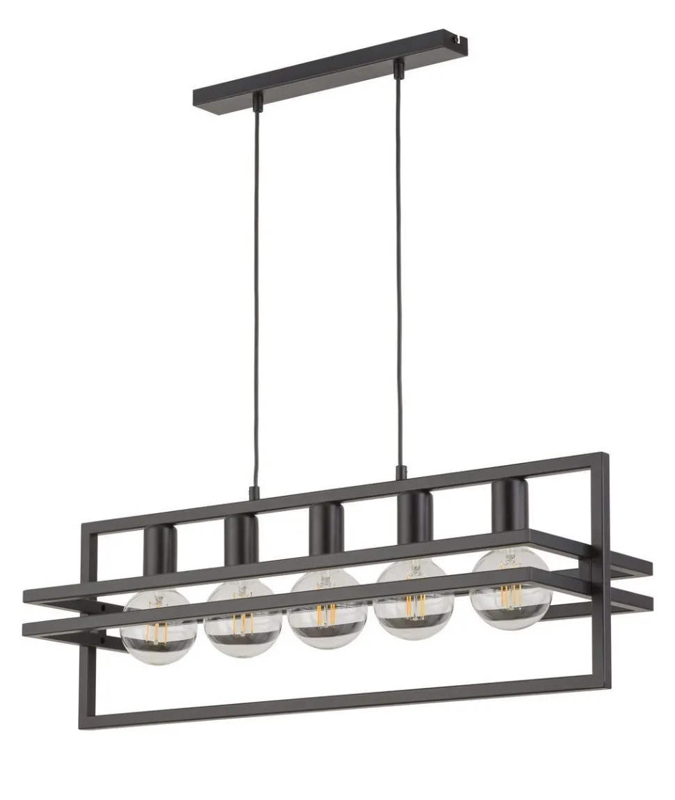 Elegante Hängelampe Schwarz Metall E27 groß bis 0,8m