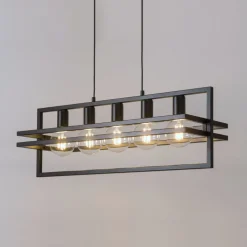 Elegante Hängelampe Schwarz Metall E27 groß bis 0,8m