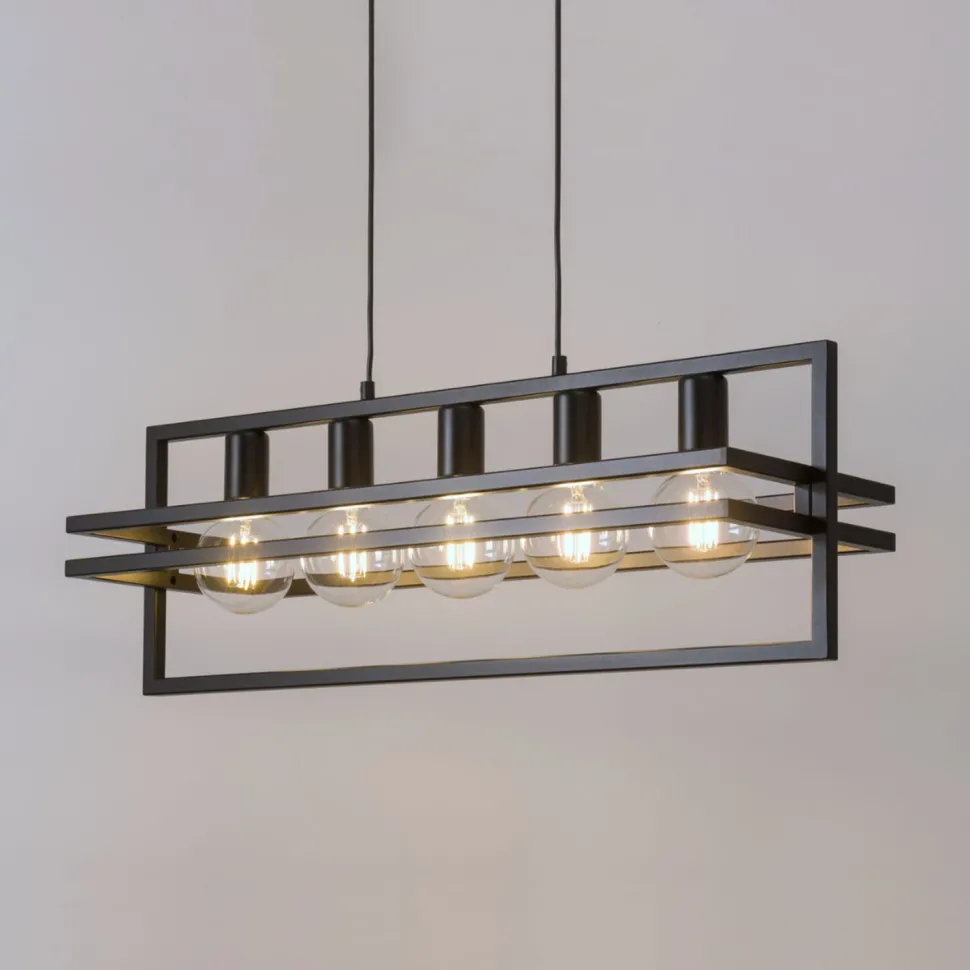 Elegante Hängelampe Schwarz Metall E27 groß bis 0,8m