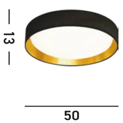 Elegante LED Deckenleuchte Ø50 cm 25 W in Schwarz Gold