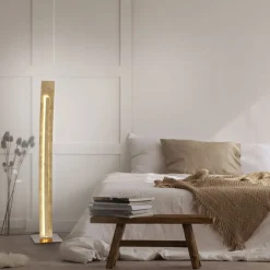 Elegante LED Stehlampe warmweiß 141 cm in Blattgold