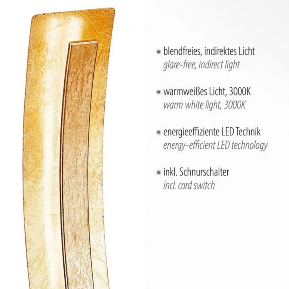 Elegante LED Tischlampe warmweiß 40,5 cm in Blattgold