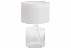 Elegante Tischleuchte AQUAMENTI Weiß Glas Stoff