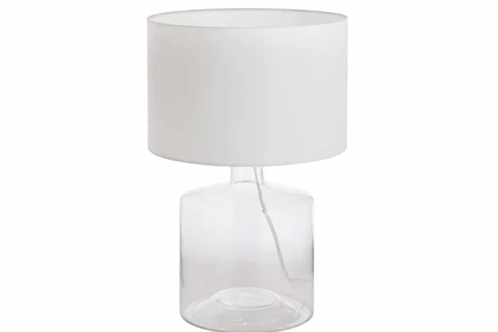 Elegante Tischleuchte AQUAMENTI Weiß Glas Stoff