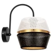 Elegante Wandlampe Metall Schwarz Weiß Gold H:25 cm E27