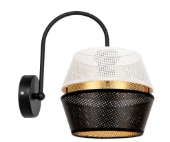 Elegante Wandlampe Metall Schwarz Weiß Gold H:25 cm E27