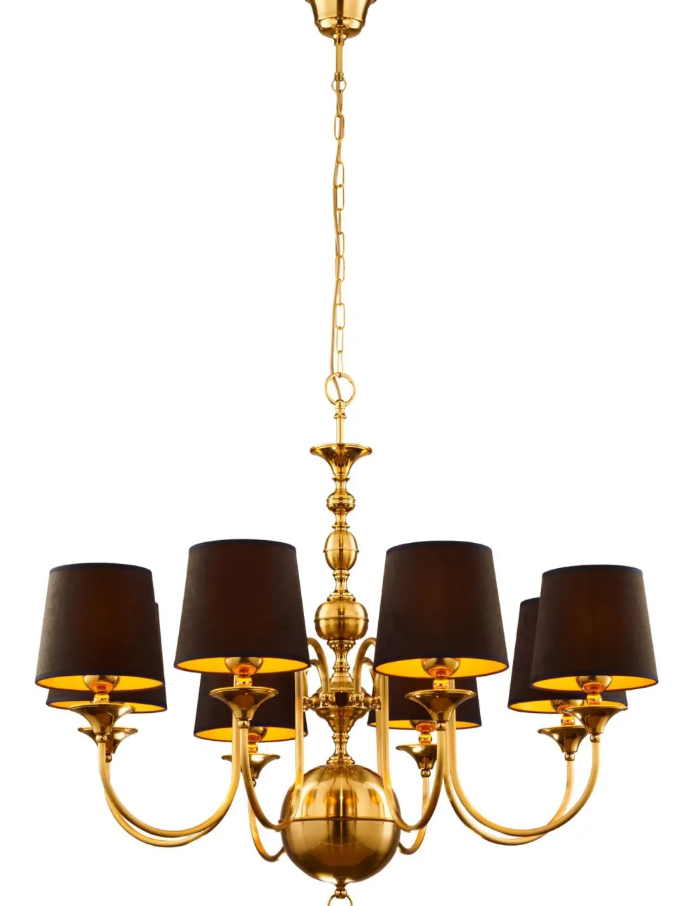 Eleganter Kronleuchter Messing Stoff E27 100 cm lang