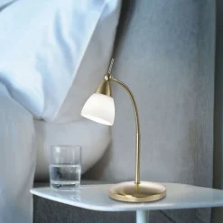 Flexible LED Tischlampe in Messing Glas 3 W dimmbar