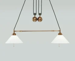 Flexible Pendelleuchte Messing Glas Schalter E27 130 cm