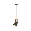 Flexible Pendelleuchte Schwarz Holz Metall E27 L:26 cm