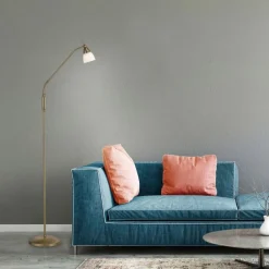 Flexible Stehleuchte in Altmessing Dimmer Glas 163 cm