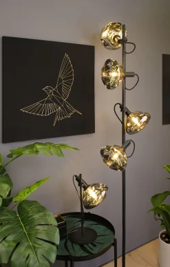 Flexible Tischlampe Glas E14 35,3 cm Schwarz Rauchgrau