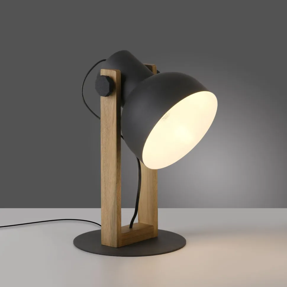 Flexible Tischlampe Holz Metall E27 45 cm Industrial