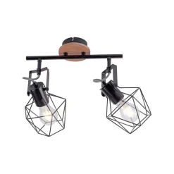 Flexibler Deckenspot Holz Metall Schwarz E27 Vintage