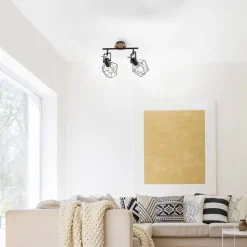 Flexibler Deckenspot Holz Metall Schwarz E27 Vintage