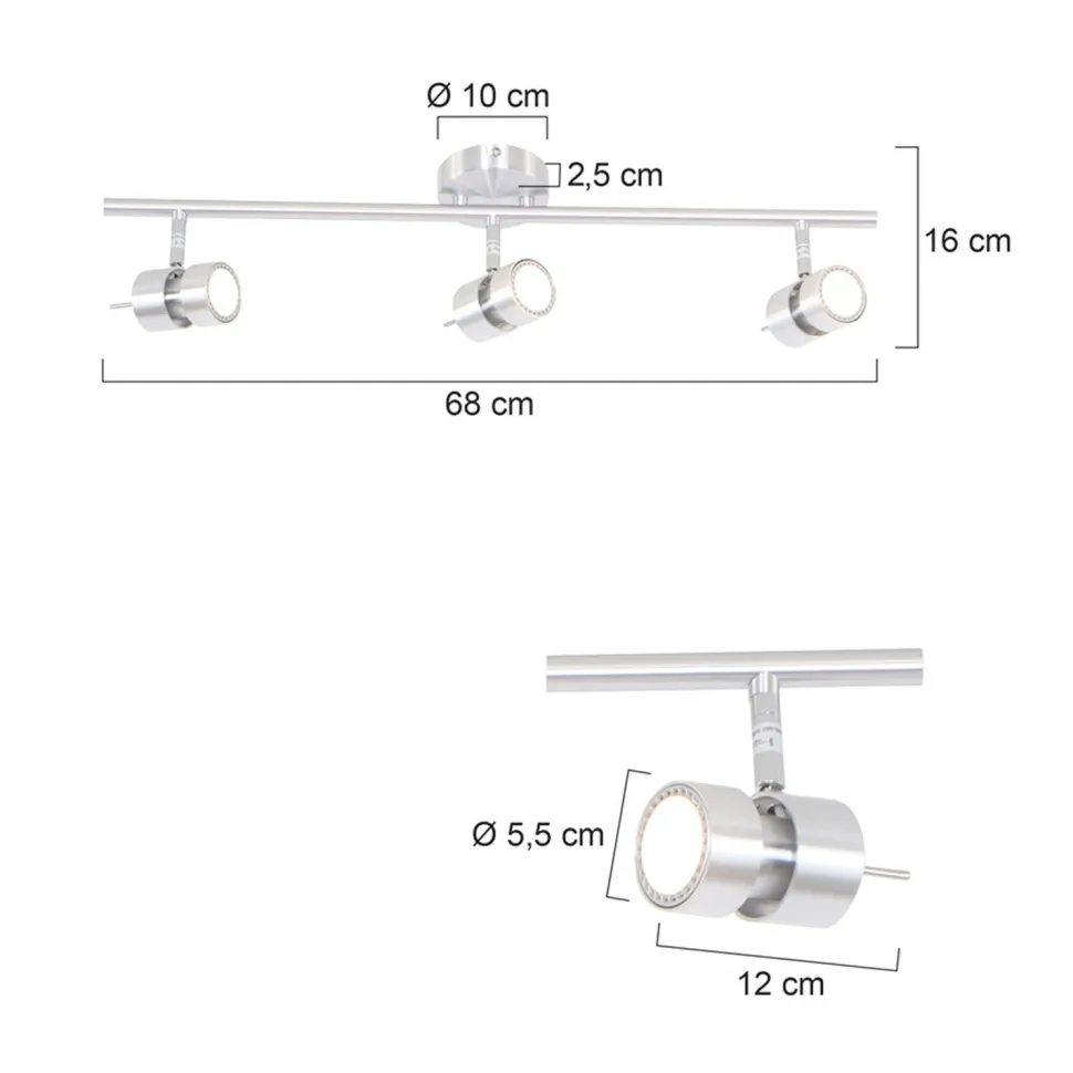 Flexibler Deckenspot in Stahl inkl. GU10 3-flammig