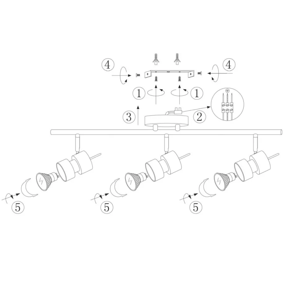 Flexibler Deckenspot in Stahl inkl. GU10 3-flammig