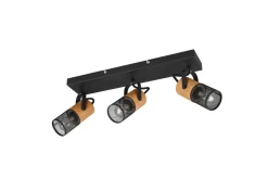 Flexibler Deckenspot Metall Holz B:44 cm E14 3-flammig