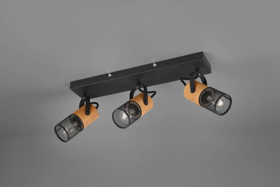 Flexibler Deckenspot Metall Holz B:44 cm E14 3-flammig