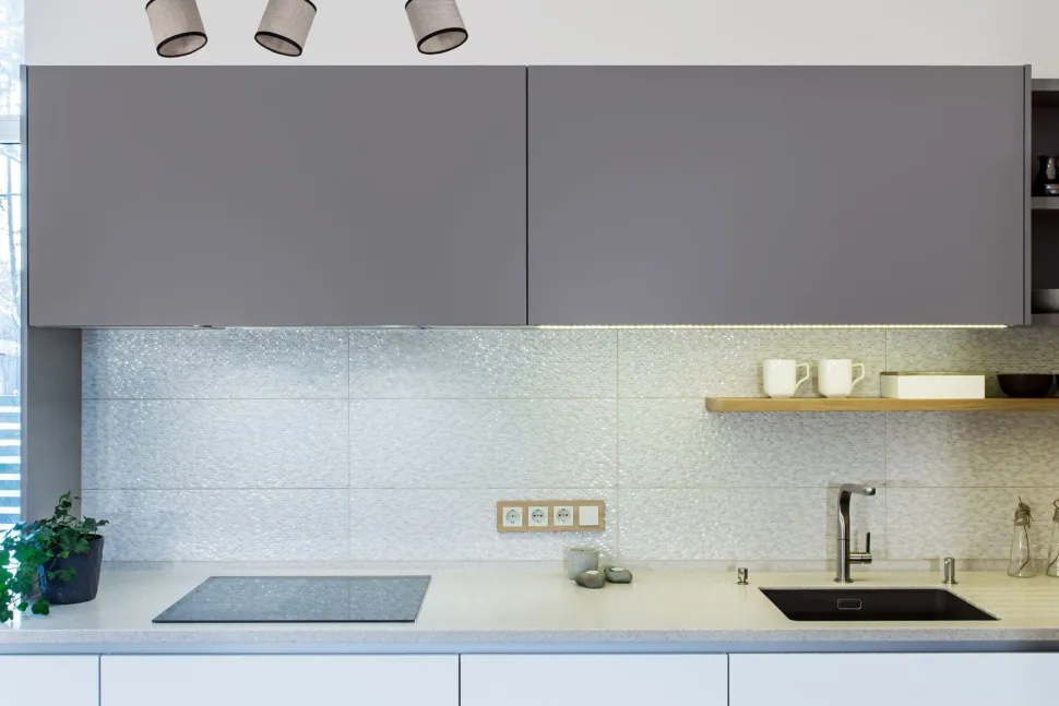 Flexibler Deckenspot Stoff Schwarz Beige E14 65 cm lang