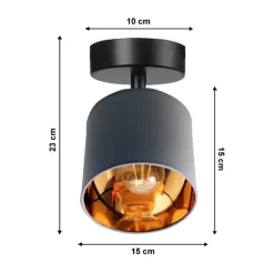 Flexibler Deckenspot Stoff Grau Gold Ø15 cm blendarm