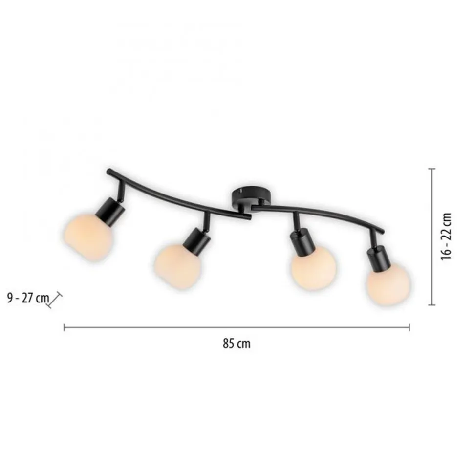 Flexibler Deckenstrahler Glas Metall inkl E14 3000 K